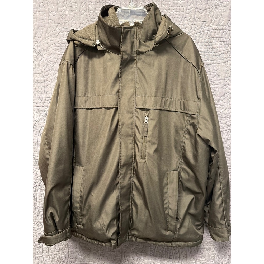 St Johns Bay Mens Khaki Hooded Water Resistant Jacket XX Large